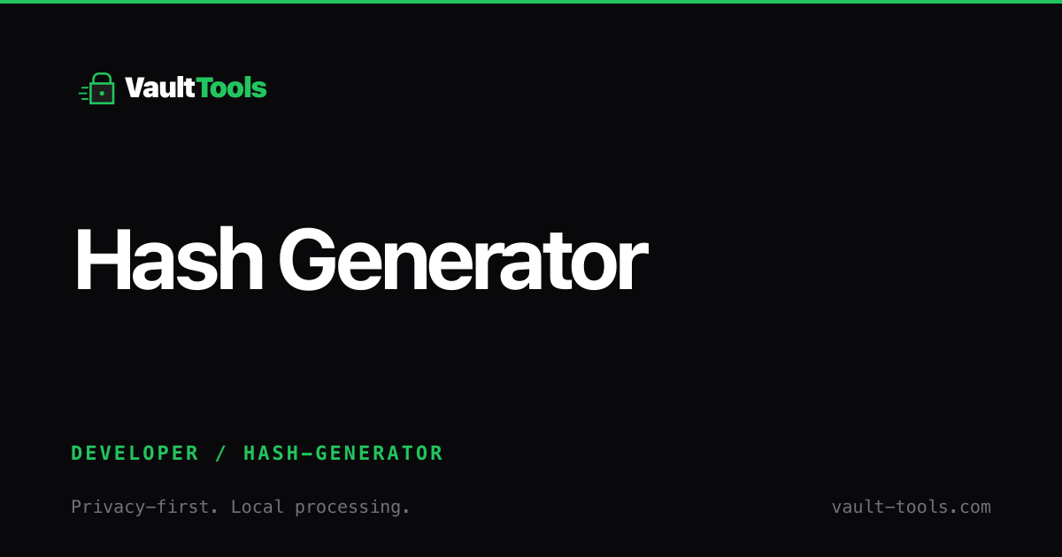 Hash Generator Online | VaultTools