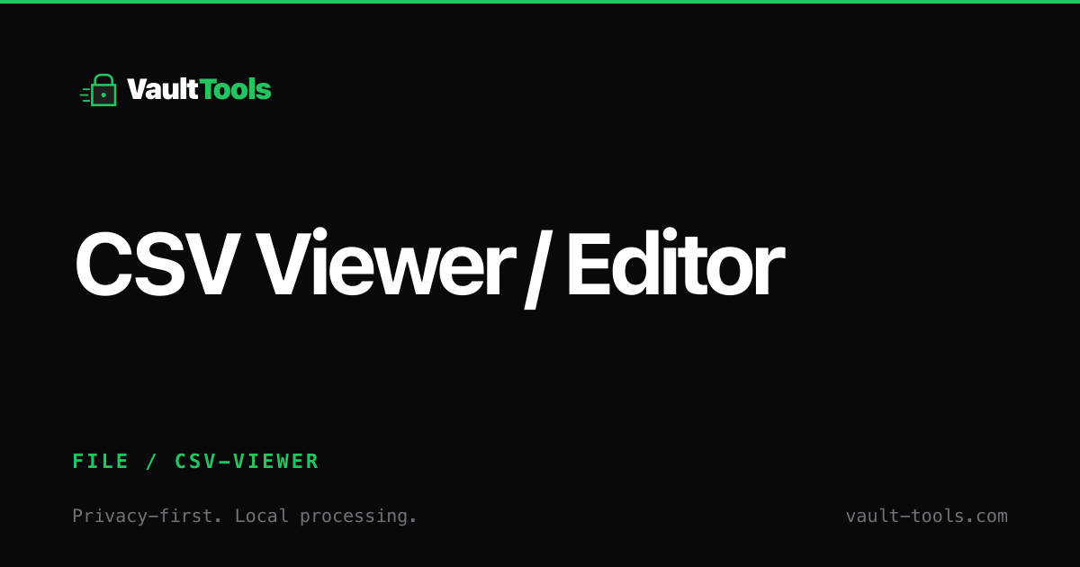 CSV Viewer Editor Online | VaultTools
